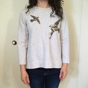 gray 3/4-length sleeve LOFT beaded sweatshirt (XS)